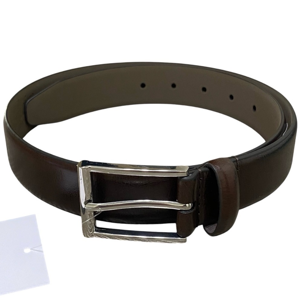 Florsheim Brown Leather Belt Silver Buckle Classic Dress Style Size 30 NWT